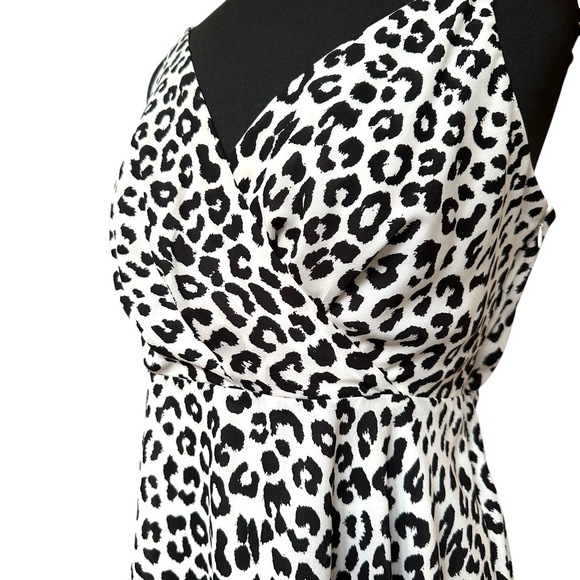 EXPRESS Leopard Animal Print Mob Wife Midi Dress Sz L - Picture 2 of 10